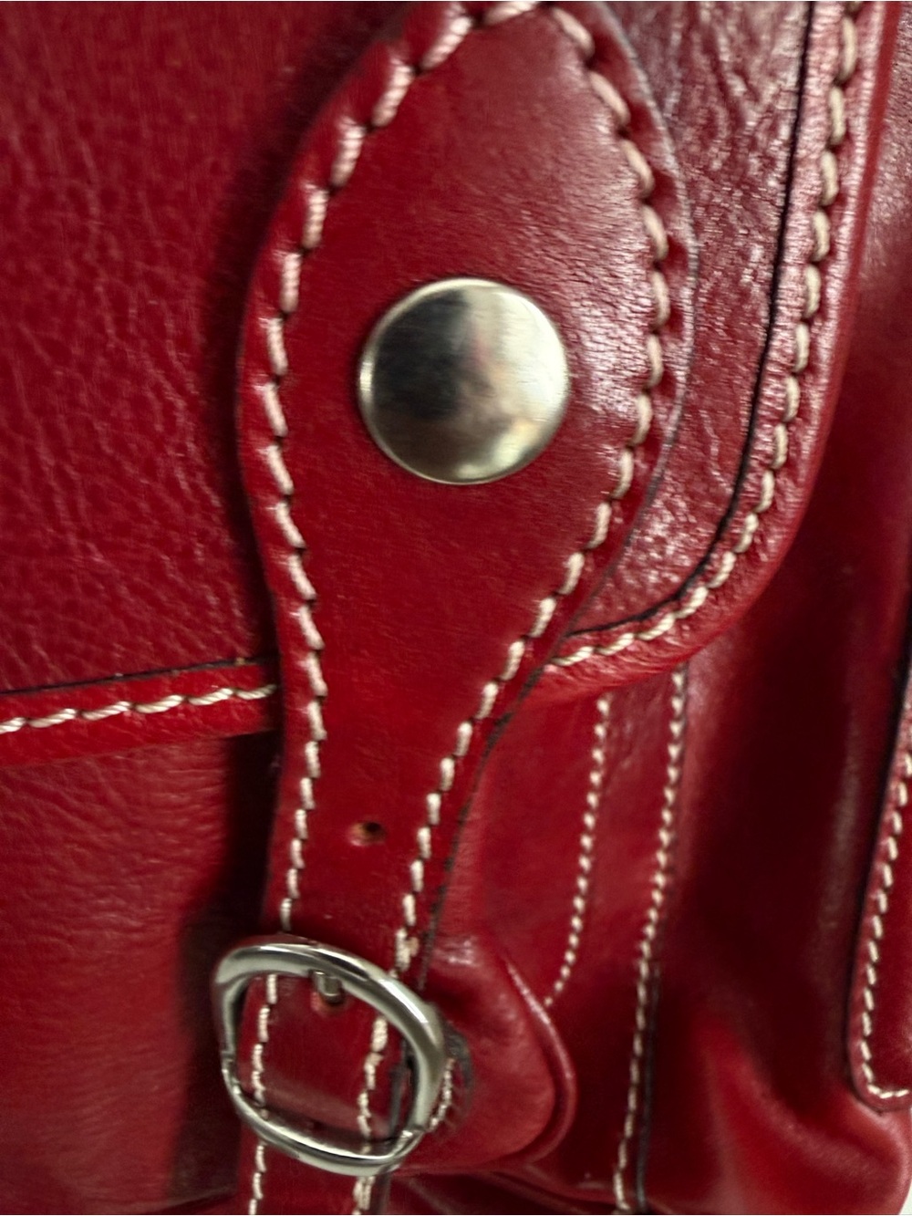 Genuine Leather Deep Red Backpack Multi-pocket - Picture 9 of 13
